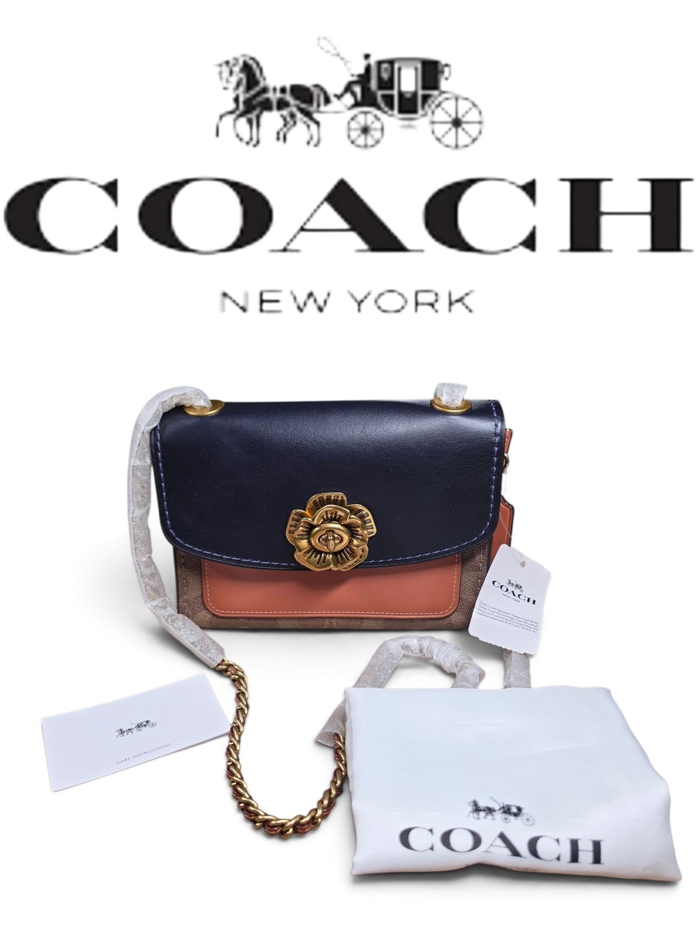 Coach Colorblock Signature Tea Rose Parker 2-Way NWT & Dusty!